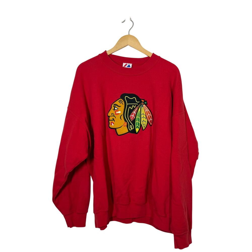 Vintage Majestic Chicago Blackhawks Sweatshirt Men's Size 2XL Red NHL Pullover